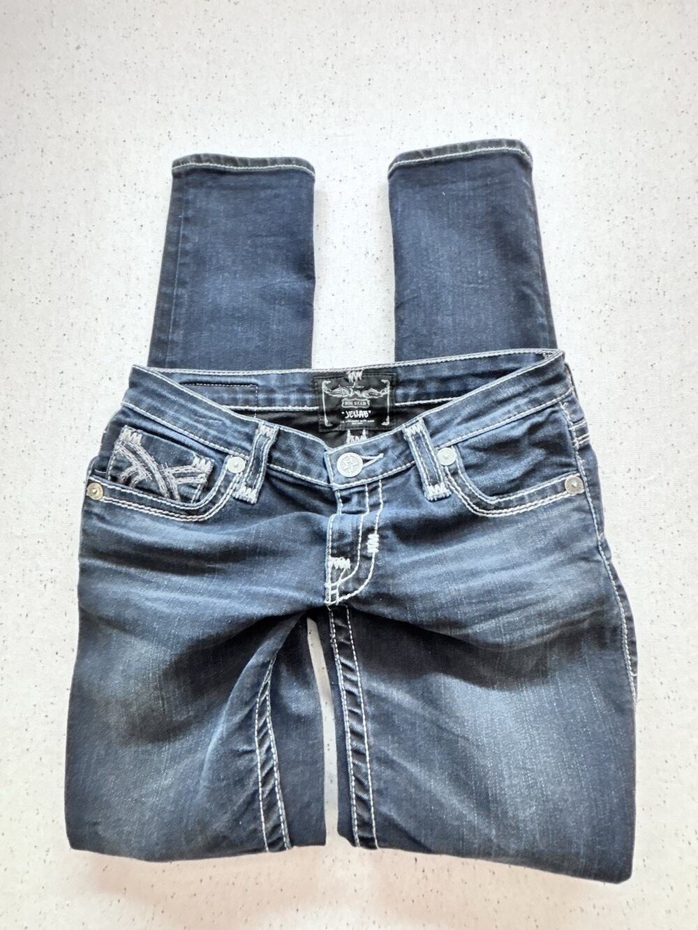 Big Star Vintage Collection Jenae Skinny Jeans 27R Dark Wash Thick Stitch